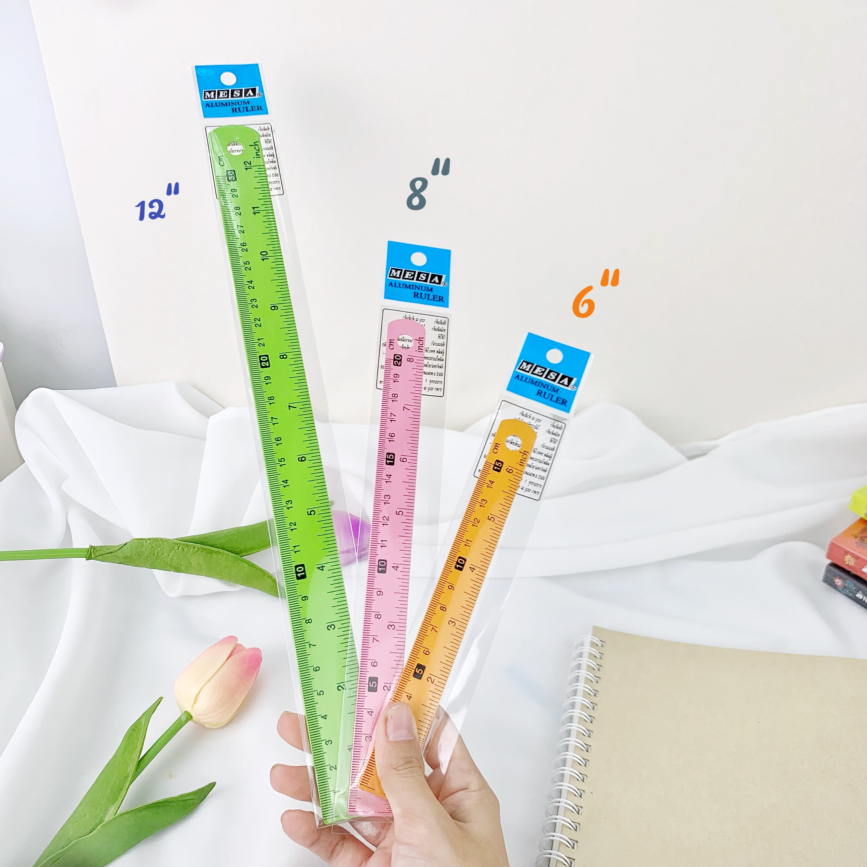 ไม้บรรทัด อะลูมิเนียมบาง เคลือบสี MESA