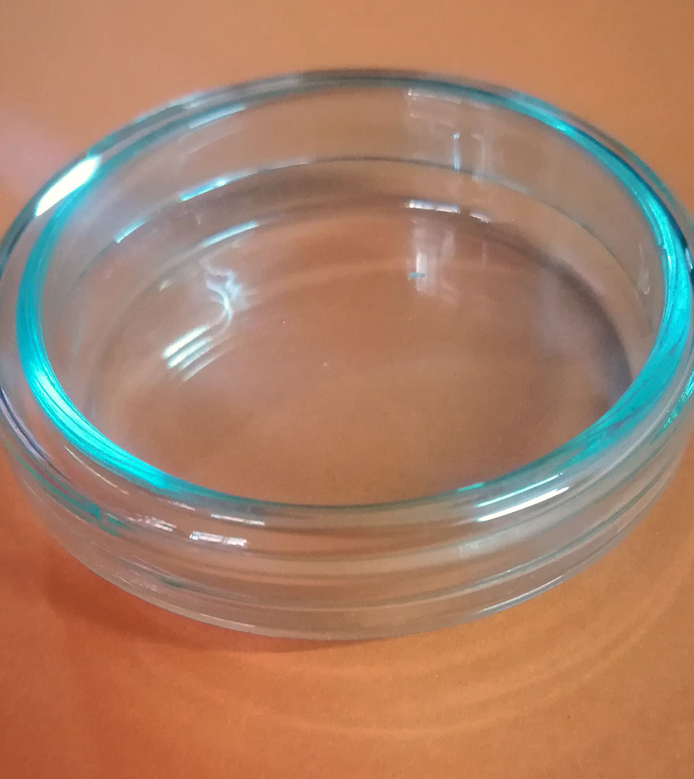 จานเพาะเชื้อแบบแก้วขนาดเส้นผ่าศูนย์กลาง10เซนติเมตรสูง1.50เซนติเมตร