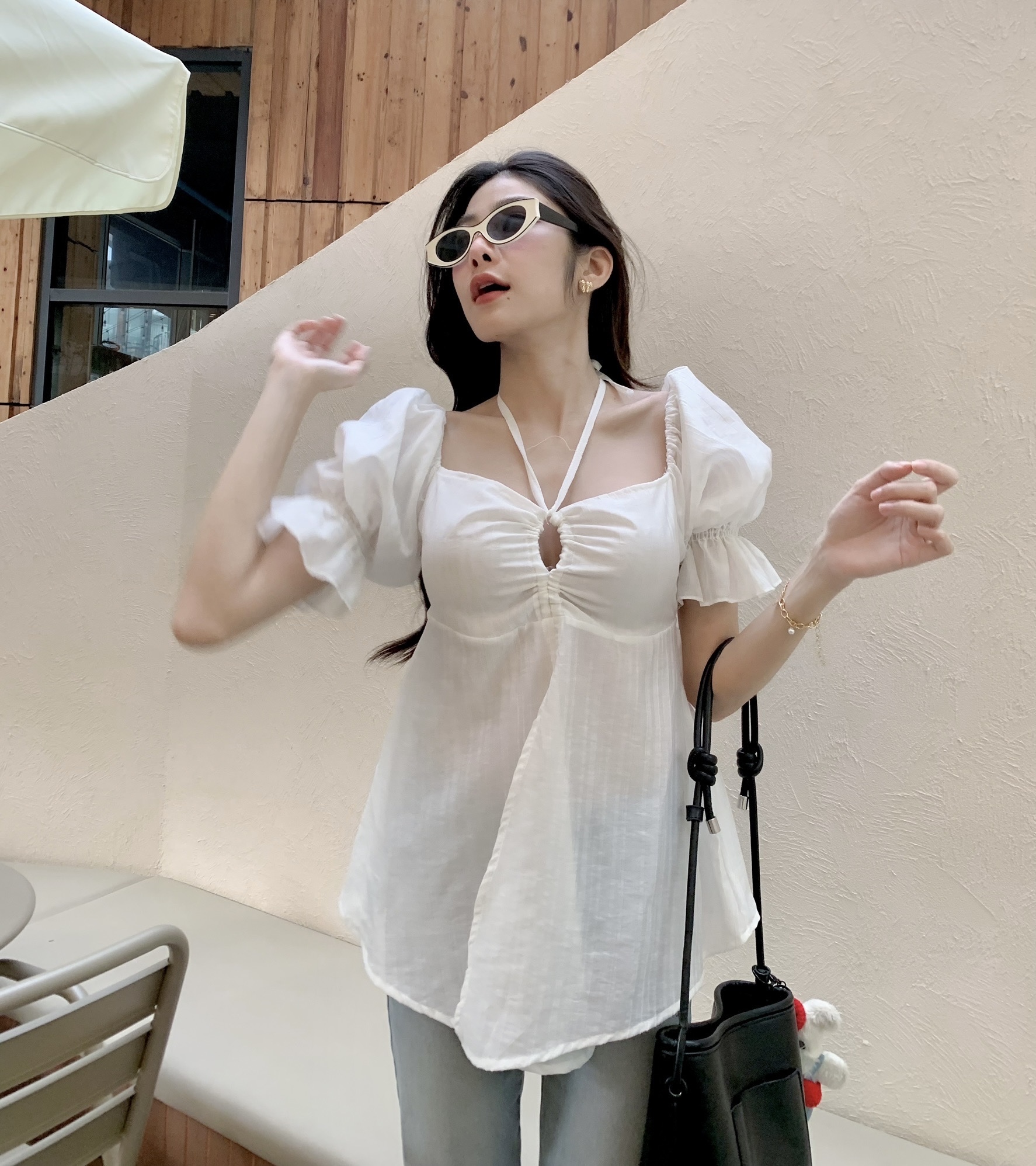 Rosia Blouse 🧀 เสื้อคอเหลี่ยม แขนจั๊มพ์