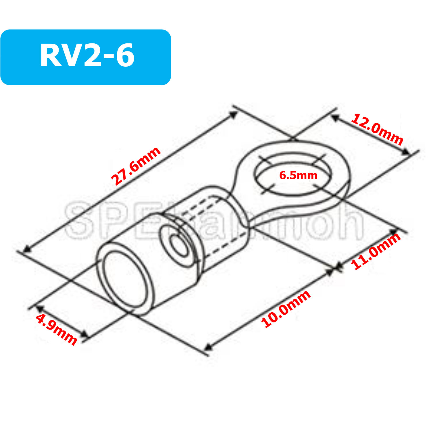 [ 100 ตัว/ถุง ] RV2-6 สำหรับสาย 1.5-2.5 sq.mm 16-14AWG หางปลากลม หางปลาหุ้มฉนวน เทอร์มินอล หางปลาย้ำสายไฟ หางปลา หางปลากลมหุ้ม หางปลาแฉก Terminal Crimping หางปลา กลมหุ้ม หางปลาต่อสาย ขั้วต่อสายไฟ หางปลาวง หางปลา RV Spade Terminal หางปลากลมหุ้มฉนวน