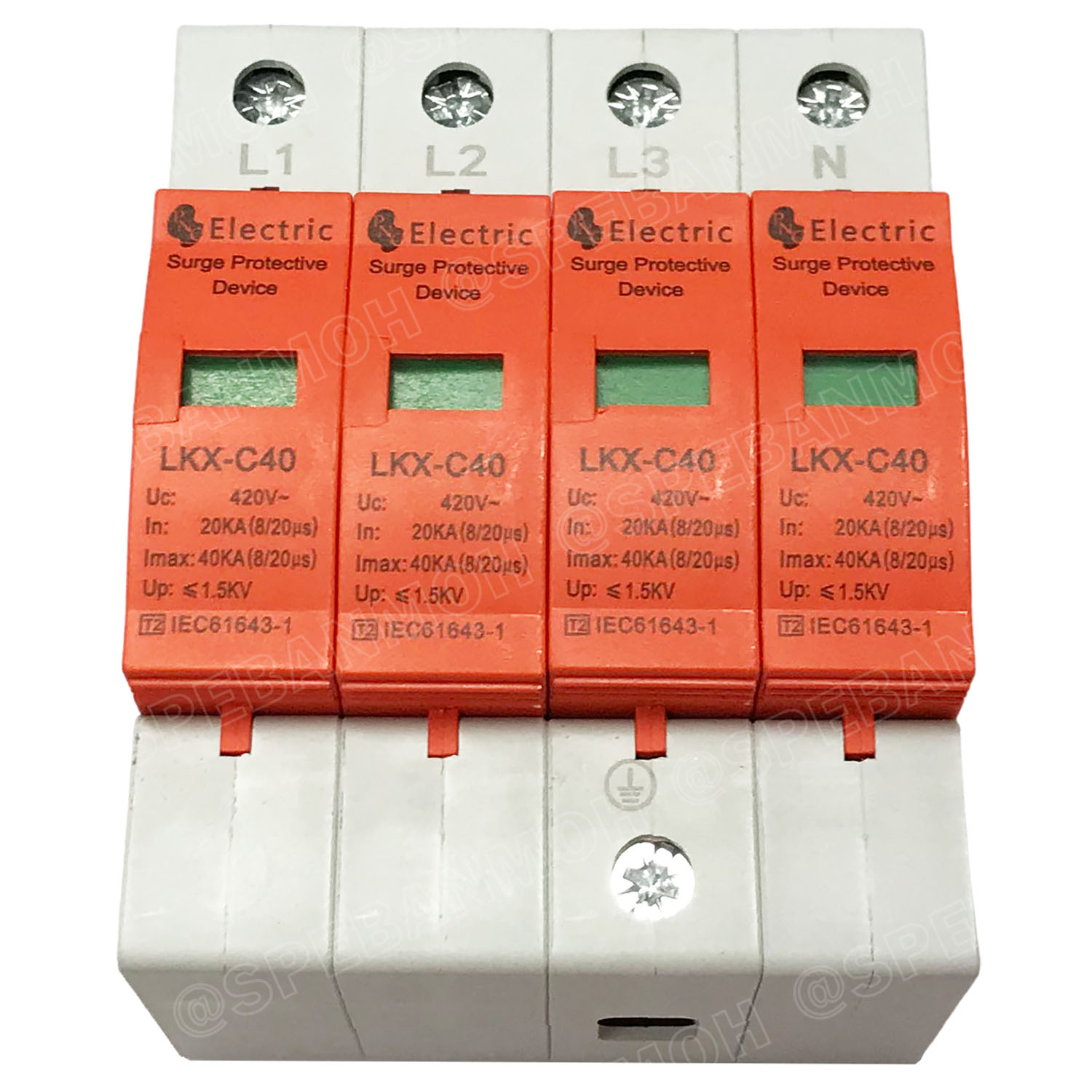 [ 1ชิ้น ] LKX-C40-4P AC ตัวป้องกันฟ้าผ่า Surge Protection 420VAC 3P 20-40KA เสิร์จ AC 4P 3เฟส อุปกรณ์ป้องกันไฟกระชาก AC กระแสสลับ สำหรับไฟโรงงาน บ้าน 3เฟส 380V ชุดป้องกันฟ้าผ่า อุปกรณ์ป้องกันฟ้าผ่า ไฟกระชาก สำหรับไฟบ้าน Surge Protector Device