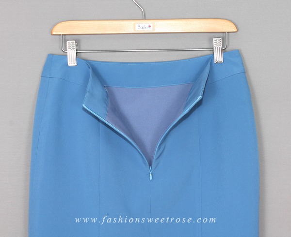 SK-447 กระโปรงแฟชั่น&ทำงาน ทรงสอบ ผ้าไหมอิตาลีสีฟ้า