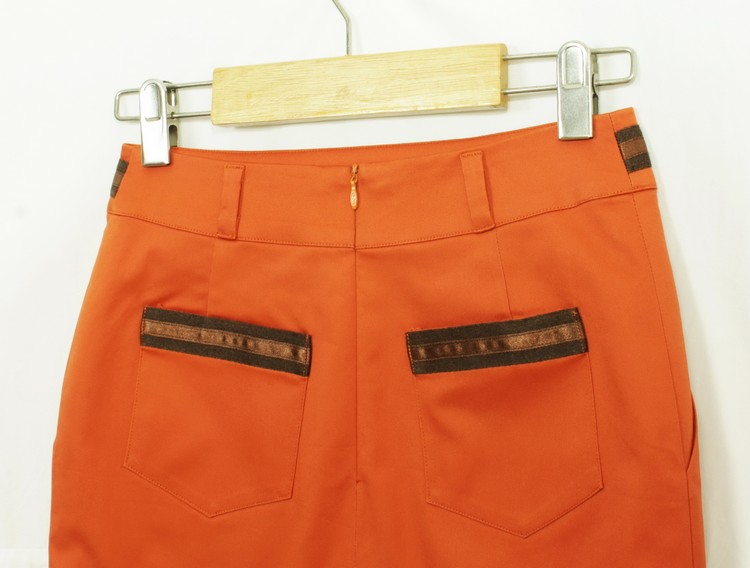 SK-142 กระโปรงแฟชั่น&ทำงาน ทรงสอบมีกระเป๋า 2 ข้าง ผ้าคอตตอนญี่ปุ่นสีส้มอิฐ