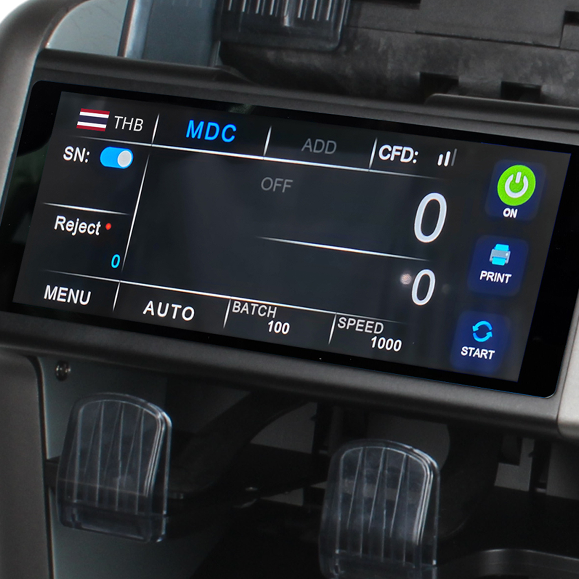 Uni-SMART US-195 เครื่องนับมูลค่าธนบัตร นับเงิน พร้อมตรวจธนบัตรปลอม แบบป้อนหน้าเครื่อง Banknote counter Front loading