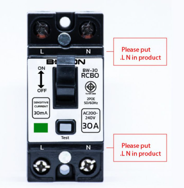 เบรกเกอร์กันดูด เบรกเกอร์RCBO เซฟตี้เบรกเกอร์ เบรคเกอร์ป้องกันไฟฟ้าดูด กันไฟฟ้ารั่ว ป้องกันไฟฟ้าลัดวงจร ขนาด 2P 30A 220-240V RCBO BEWON มอก.