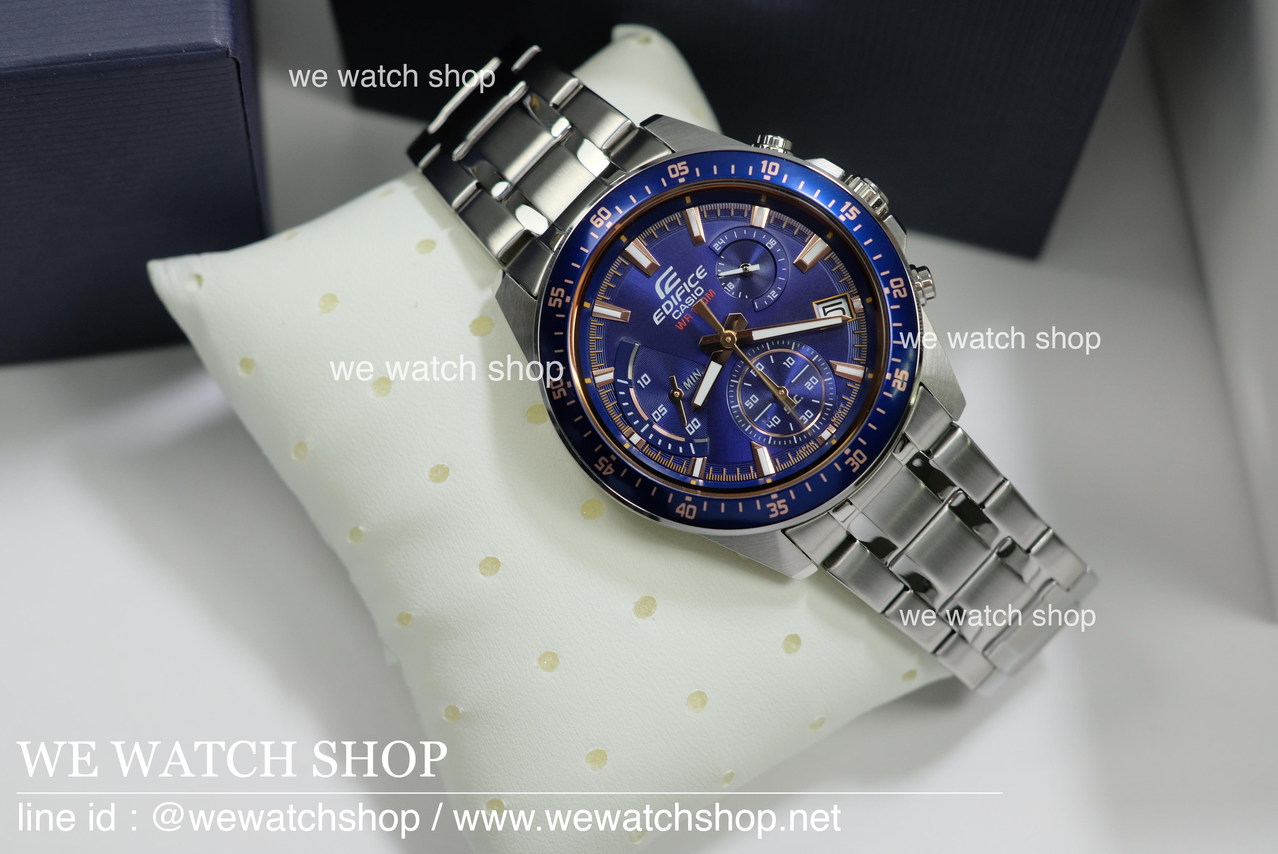 CASIO EDIFICE รุ่น EFV-540D-2AVDF สายสแตนเลส สีเงิน จอน้ำเงิน สินค้าใหม่ ของแท้ รับประกันศูนย์ CMG