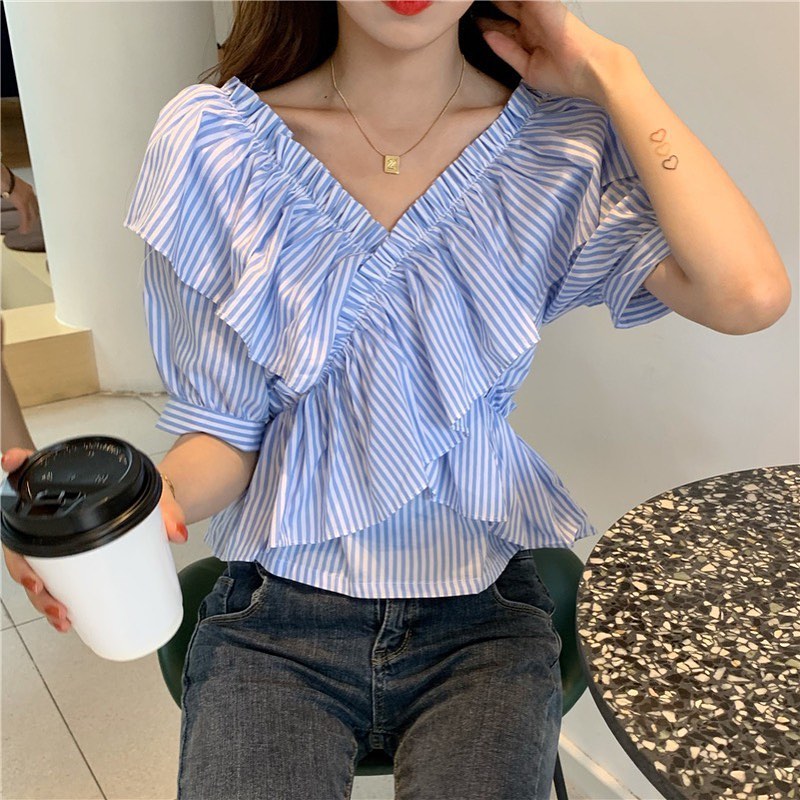 เสื้อปาดไหล่แขนสั้น Kathy blouse