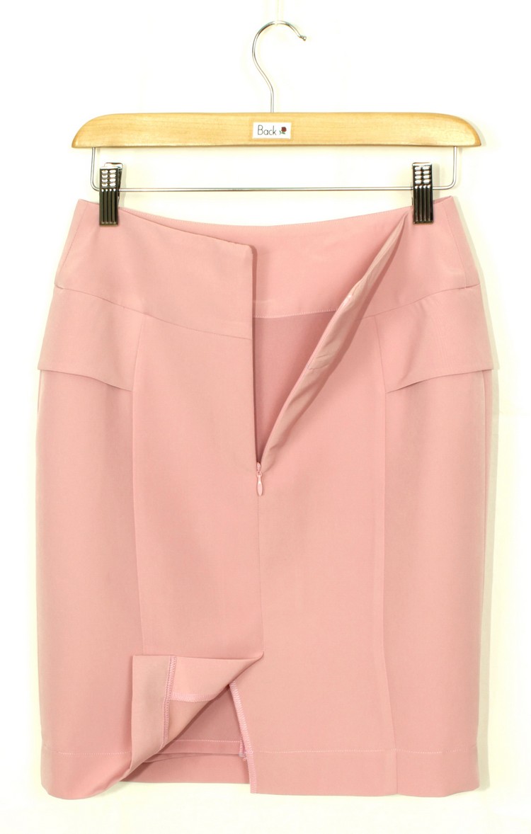 SK-166 กระโปรงแฟชั่น&ทำงาน ทรงสอบ ผ้า HIGH TWICH สีชมพูอมม่วง