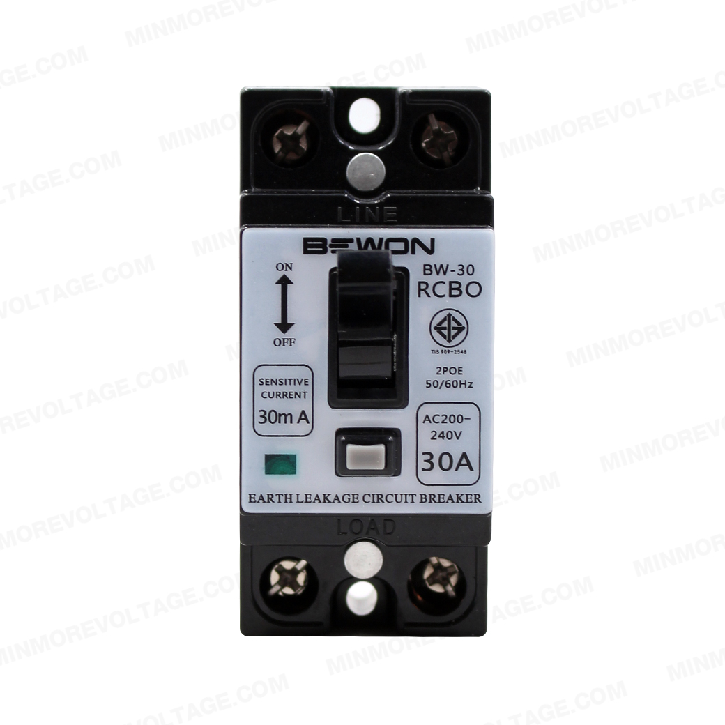 เบรกเกอร์กันดูด เบรกเกอร์RCBO เซฟตี้เบรกเกอร์ เบรคเกอร์ป้องกันไฟฟ้าดูด กันไฟฟ้ารั่ว ป้องกันไฟฟ้าลัดวงจร ขนาด 2P 30A 220-240V RCBO BEWON มอก.