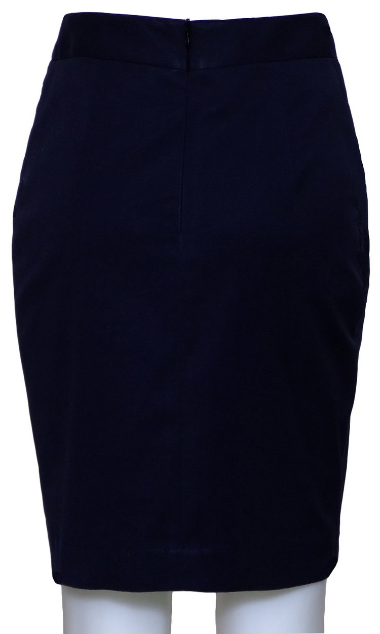 SK-086 กระโปรงแฟชั่น กระโปรงตัดต่อ ผ้าคอตต้อนญี่ปุ่นผสมสเปนเดกสีน้ำเงินเข้ม