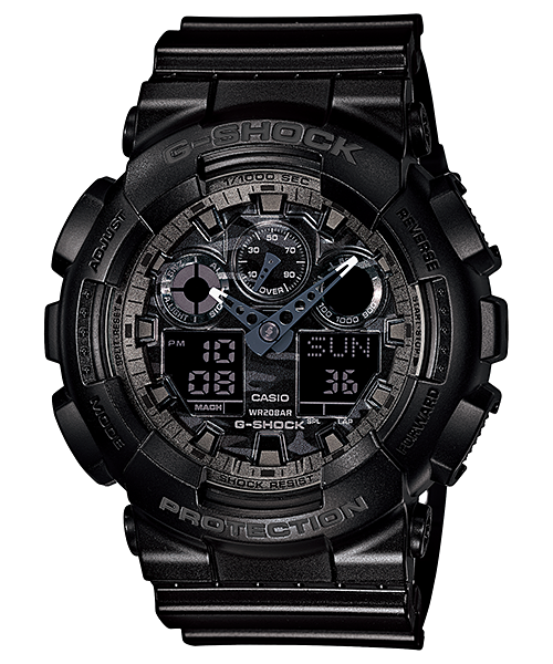 CASIO G-SHOCK รุ่น GA-100CF-1ADR สีดำ สายกึ่งเงากึ่งด้าน หน้าปัด ลายพราง สินค้าของเเท้ รับประกันศูนย์ CMG