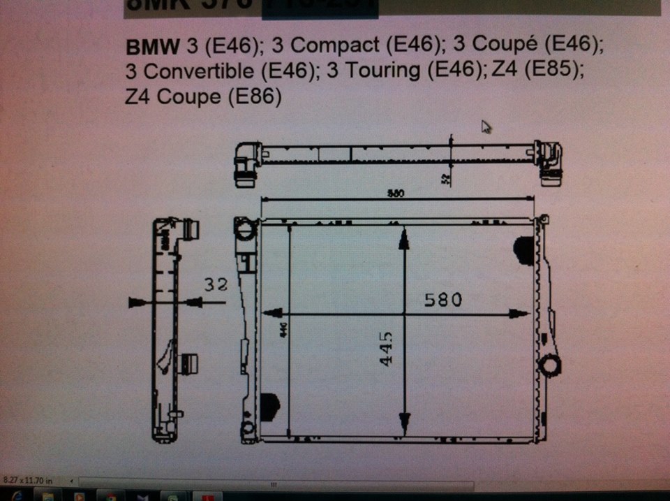 หม้อน้ำ BMW E46(M43) ยี่ห้อ BEHR