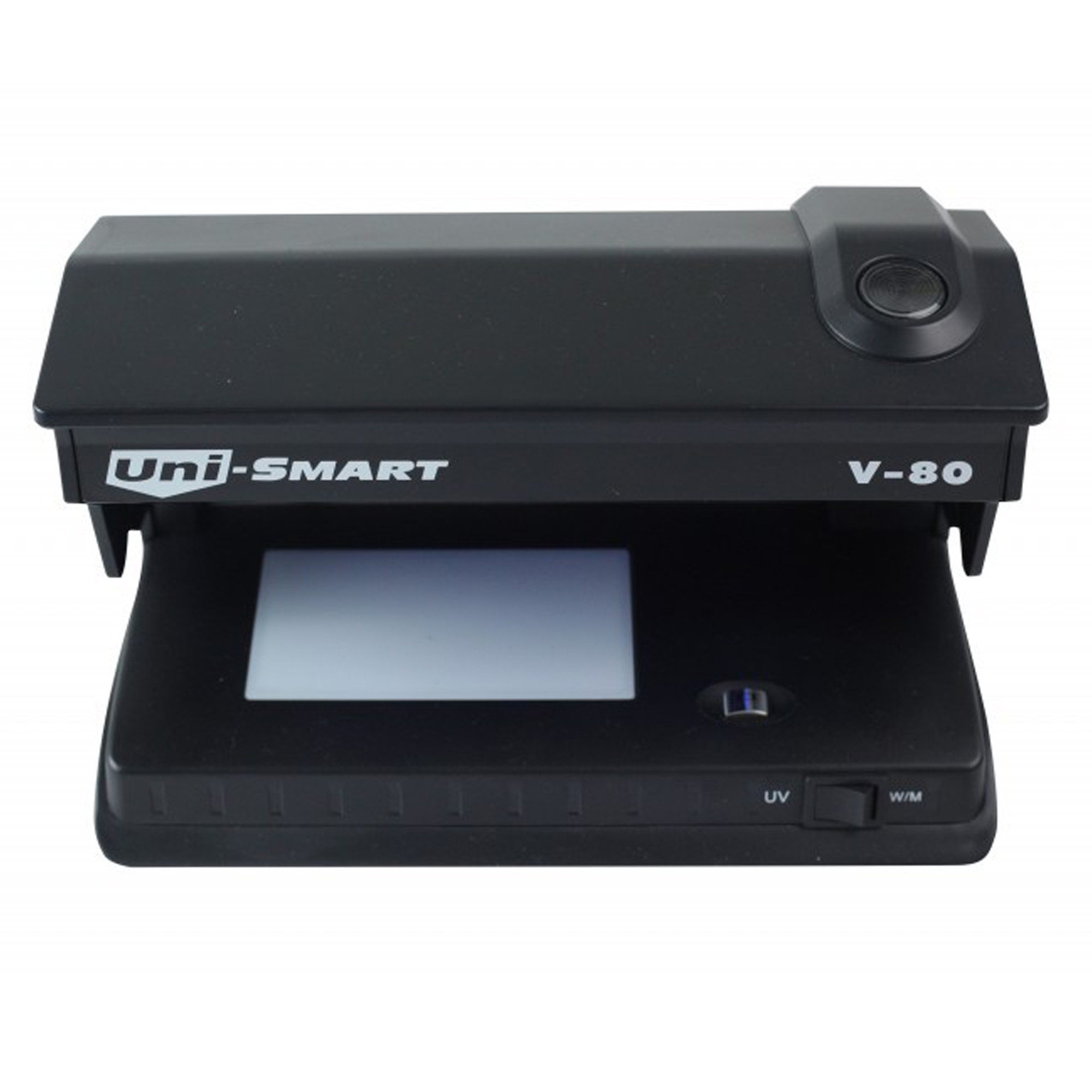 เครื่องตรวจธนบัตร ตรวจล็อตเตอรี่ ตรวจลายน้ำ ตรวจลายเซ็น Uni-SMART V80 เครื่องตรวจธนบัตร 3 ระบบ UV, MG ,WM (สีดำ) รุ่น V-80