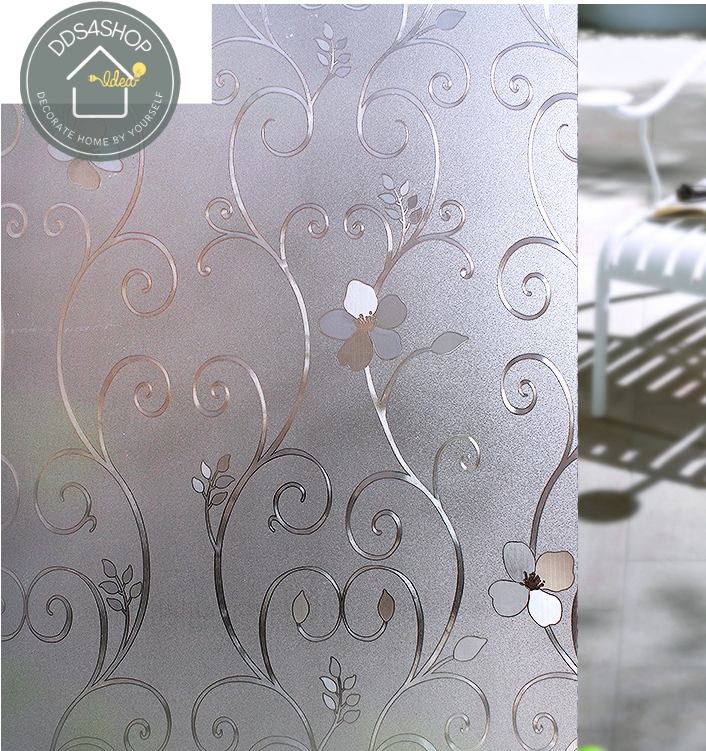 Size 90cmx100cm : PVC สูญญากาศติดกระจก "Classic Flora" หน้ากว้าง 90 cm (สั่งมากกว่า 1m ตัดต่อเนื่องให้)