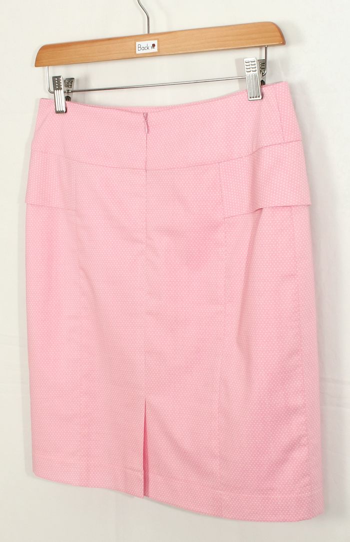 SK-214 กระโปรงแฟชั่น&ทำงาน ทรงสอบ ผ้าคอตต้อนญี่ปุ่นลายจุดสีชมพู
