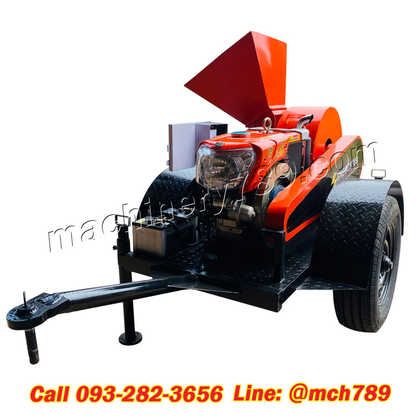 เครื่องบดไม้ขนาดเล็ก รุ่น ZUMO 1 เสริมล้อลากจูง ระบบ4ใบมีด กำลังผลิต0.4-1 ตัน/ชม. เครื่องทำขี้เลื่อย เครื่องบดขี้เลื่อย เครื่องบดกิ่งไม้ เครื่องบดย่อยกิ่งไม้ Disc-Type Wood Crusher / Sawdust Crusher / Wood Powder Machine