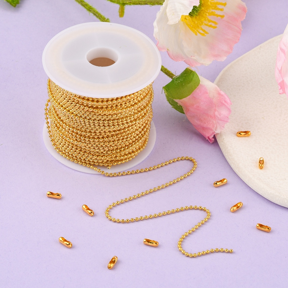 โซ่ไข่ปลา เหล็ก เม็ดขนาด 1.5mm ม้วนยาว 10 เมตร พร้อมตัวล็อก 50 ชิ้น