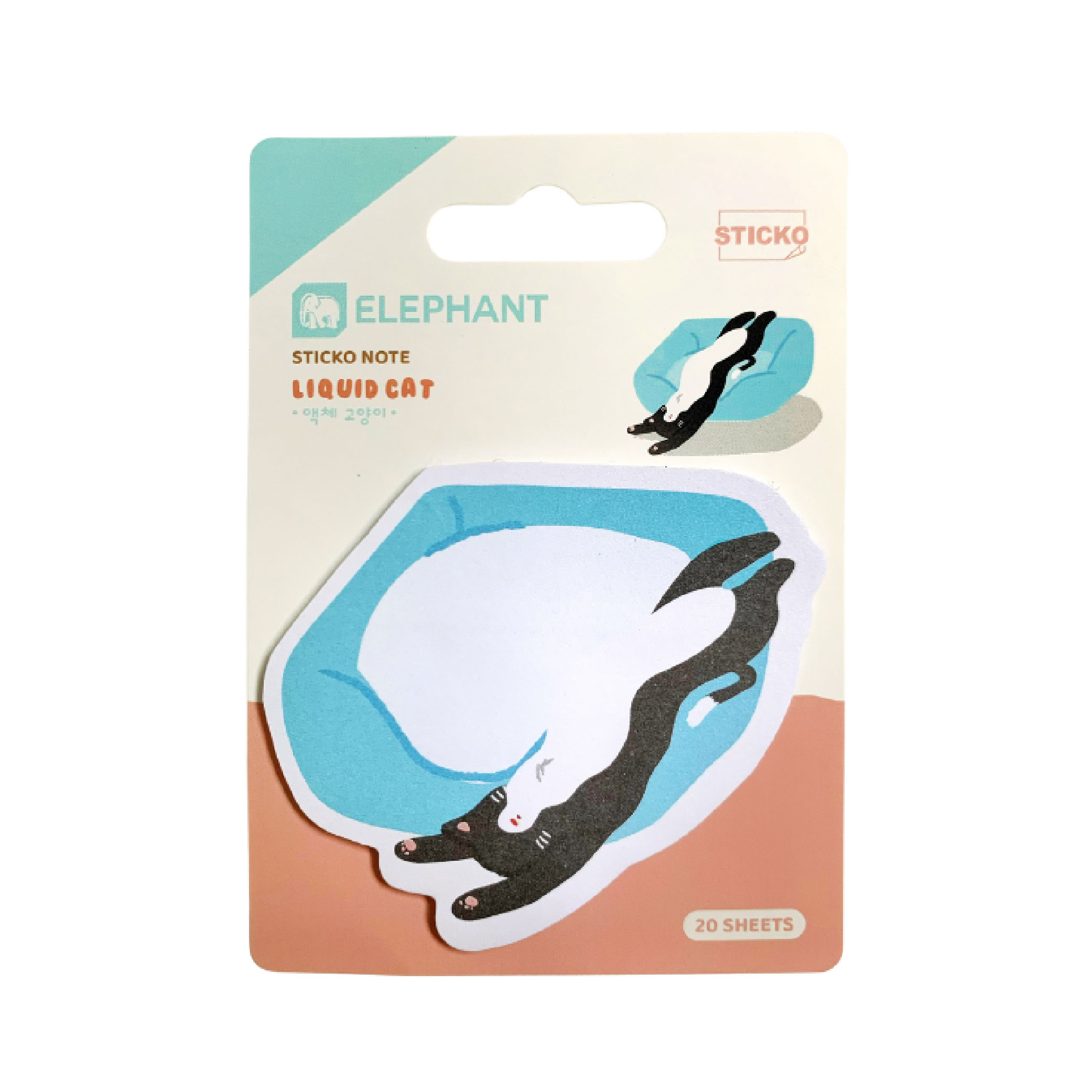 กระดาษโน๊ต โพสอิท Sticko Note ชนิดกาวในตัว แบบไดคัท ตราช้าง Elephant ลาย LIQUID CAT