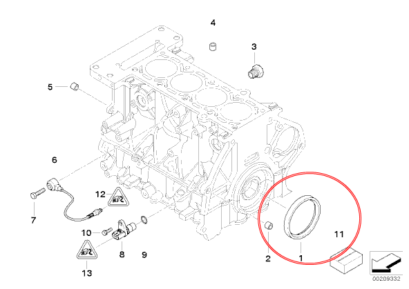 ซีลข้อเหวี่ยงหลัง MINI COOPER R50, R52, R53 (11111492244)