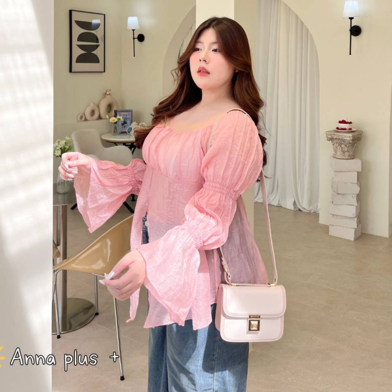 A204 เสื้อสาวอวบ แขนยาว อกได้ถึง50 มี6สี ขาว ดำ แดง ชมพู ฟ้า เหลือง อก40-50นิ้ว