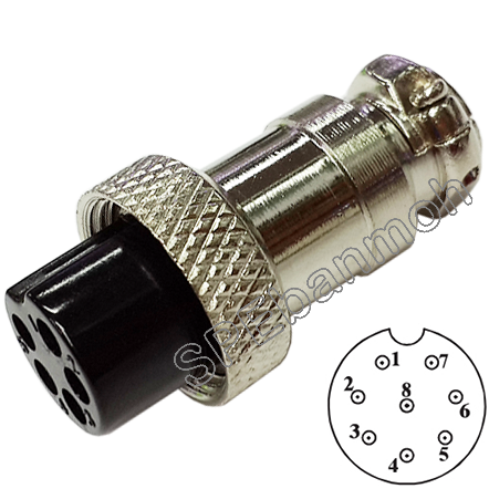 [ 3ชิ้น ] ปลั๊กเหล็ก 8 Pin ต่อสาย PL16-JW-08 ขนาด 16มิล