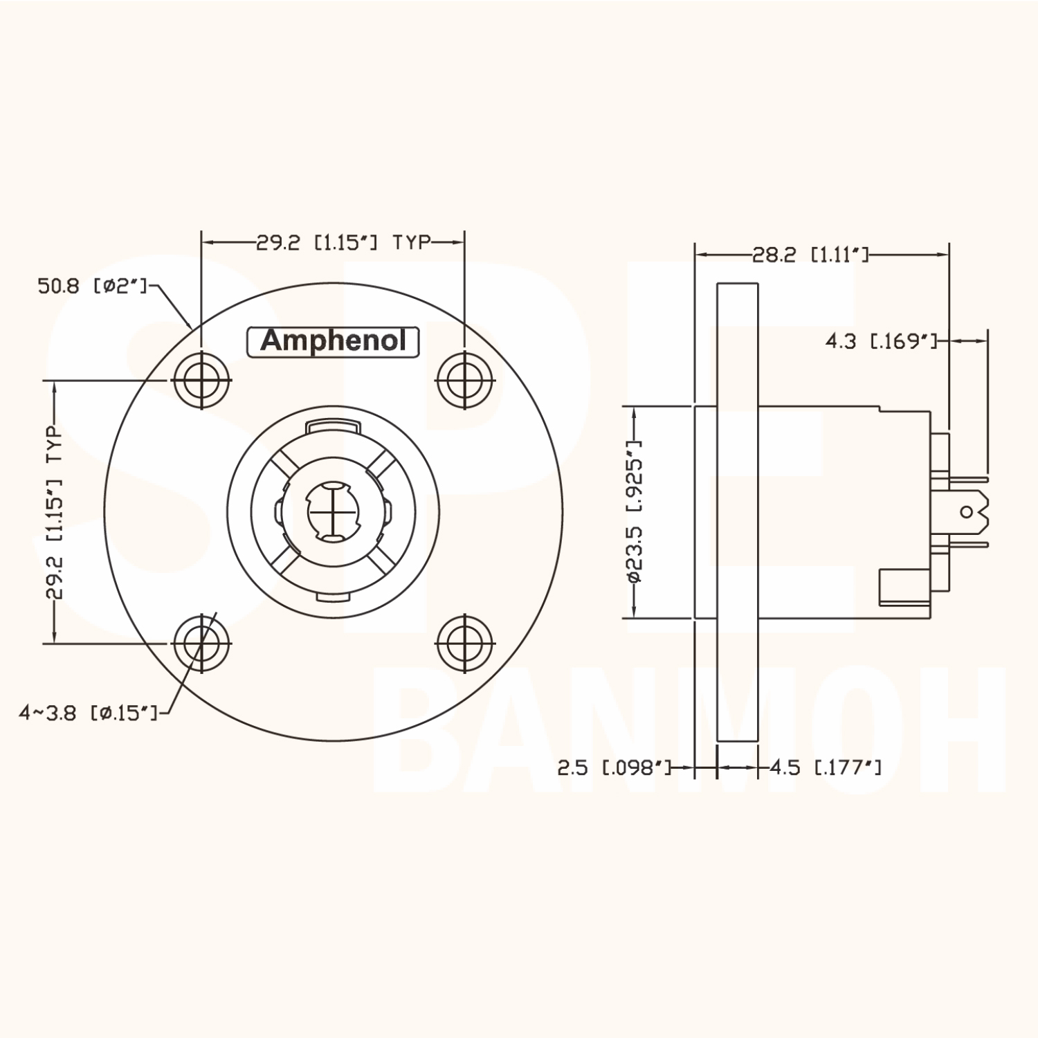 [ 1 ชิ้น ] SP-4-MC SP Series Amphenol สเปคคอน 4โพล แอมฟีนอล ปลั๊กสเปคคอน ปลั๊กลำโพง ปลั๊กต่อสายลำโพง Speakon Connector ติดแท่นกลม ติดแท่น4พิน ตัวต่อสายลำโพง SP Loudspeaker ใส่สายแบบขันน็อต ขันน็อตใส่สาย สเป็คคอนแอมฟีนอล SP4 สเป็คคอนกลมติดแท่น SP-4