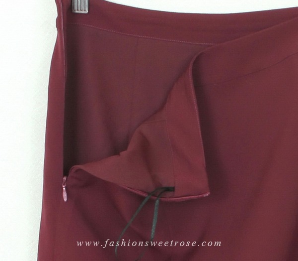SK-296 กระโปรงแฟชั่น&ทำงาน ทรงสอบ ผ้าไหมอิตาลีสีม่วงเปลือกมังคุด