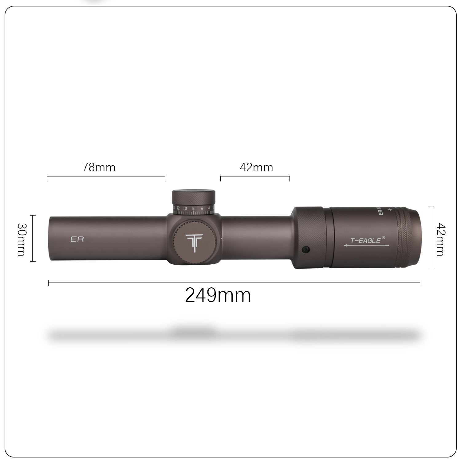 กล้องติดปืน กันน้ำ กันกระแทก มีไฟเส้นเล็ง 2 สี T-EAGLE ER 1.2-6X24 IR HK BROWN