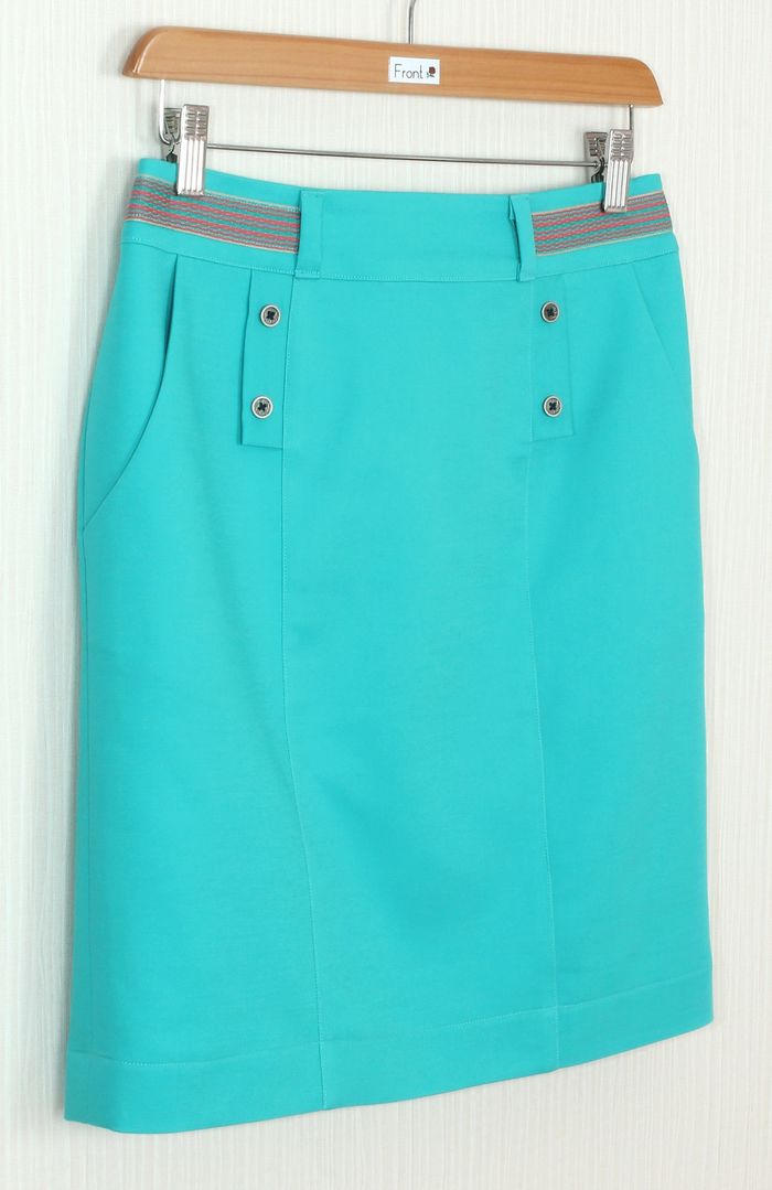 SK-248 กระโปรงแฟชั่น&ทำงาน ทรงสอบมีกระเป๋า 2 ข้าง ผ้าคอตตอนญี่ปุ่น สีฟ้าเทอร์คอยซ์