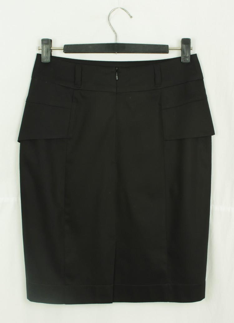 SK-163 กระโปรงแฟชั่น&ทำงาน ทรงสอบจับจีบทวิชซ้อนกัน ผ้าคอตต้อนญี่ปุ่นสีดำ