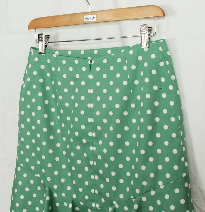 SK-199 กระโปรงแฟชั่น&ทำงาน ทรงย้วย ผ้าคอตต้อนญี่ปุ่นสีเขียว Polka Dot Green