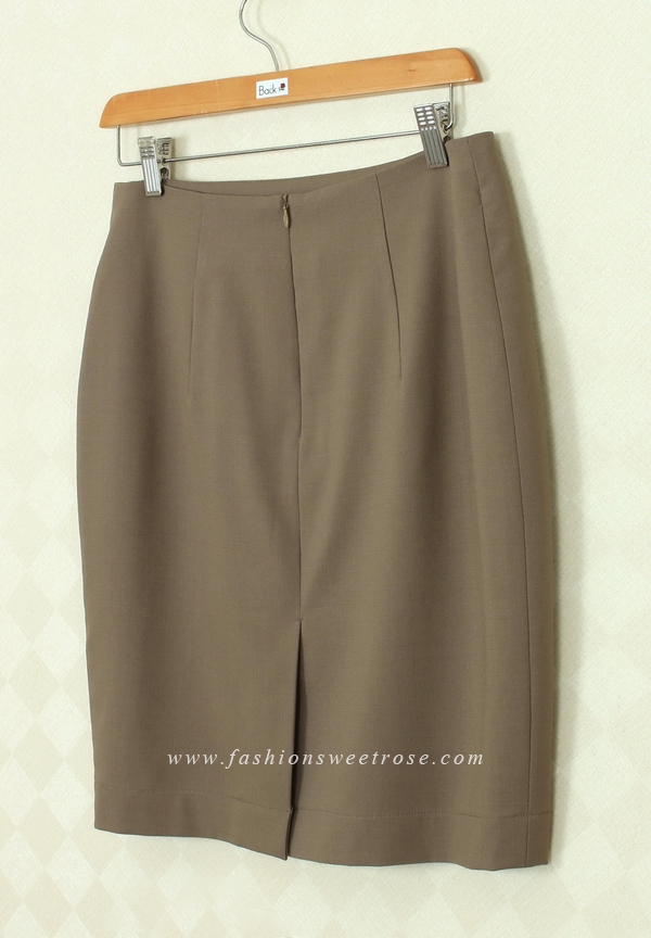 SK-391 กระโปรงแฟชั่น&ทำงาน ทรงดินสอ ผ้า Rose Skinny สีน้ำตาลอ่อน สไตน์เรียบหรู
