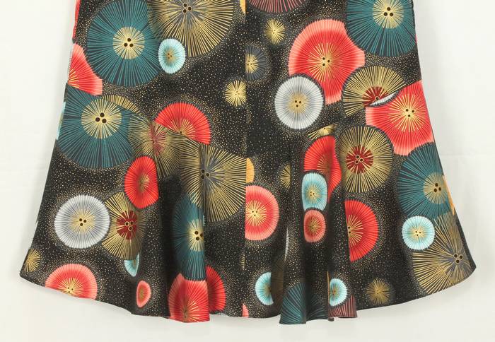 SK-211 กระโปรงแฟชั่น&ทำงาน ทรงย้วย ผ้าคอตตอนญี่ปุ่นพิมพ์ลายวงกลมกราฟฟิคแฟนซี