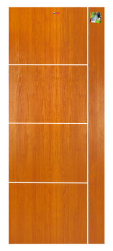 MP13 ประตู UPVC เซาะร่อง สีโกลเด้นทีค