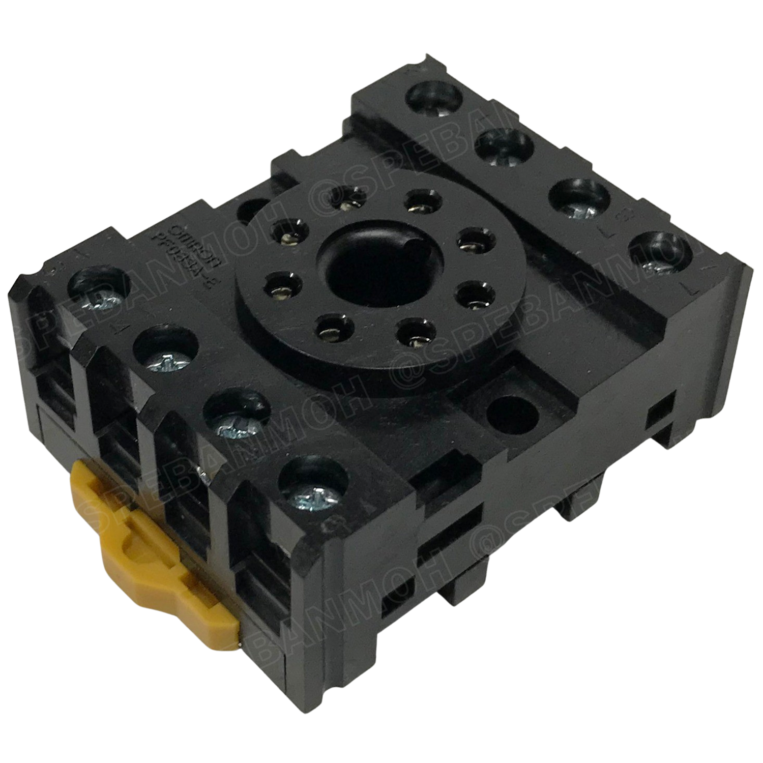 OMR-PF083A-E ฐานรีเลย์ PF083A-E สำหรับ MKS2P Relay socket for MKS2P 8P ฐานรีเเล ขากลม 8ขา ฐาน รีเลย์ Socket for MKS2P 8P ยึดรางปีกนก แบบยึดบาร์