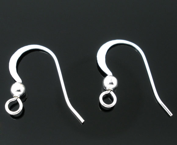ตะขอต่างหูแบบคล้องเนื้อวัสดุทองแดง สีเงิน ไม่เป็นสนิม ขนาด 17x18mm แพ็ค 100 คู่