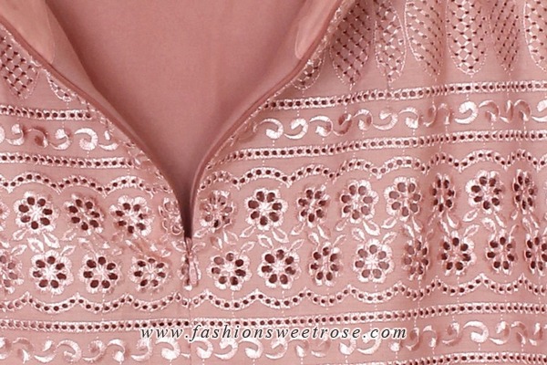 SK-329 กระโปรงทรงเอ ผ้าลูกไม้สี Peach ชายกระโปรงเป็นเชิงลูกไม้