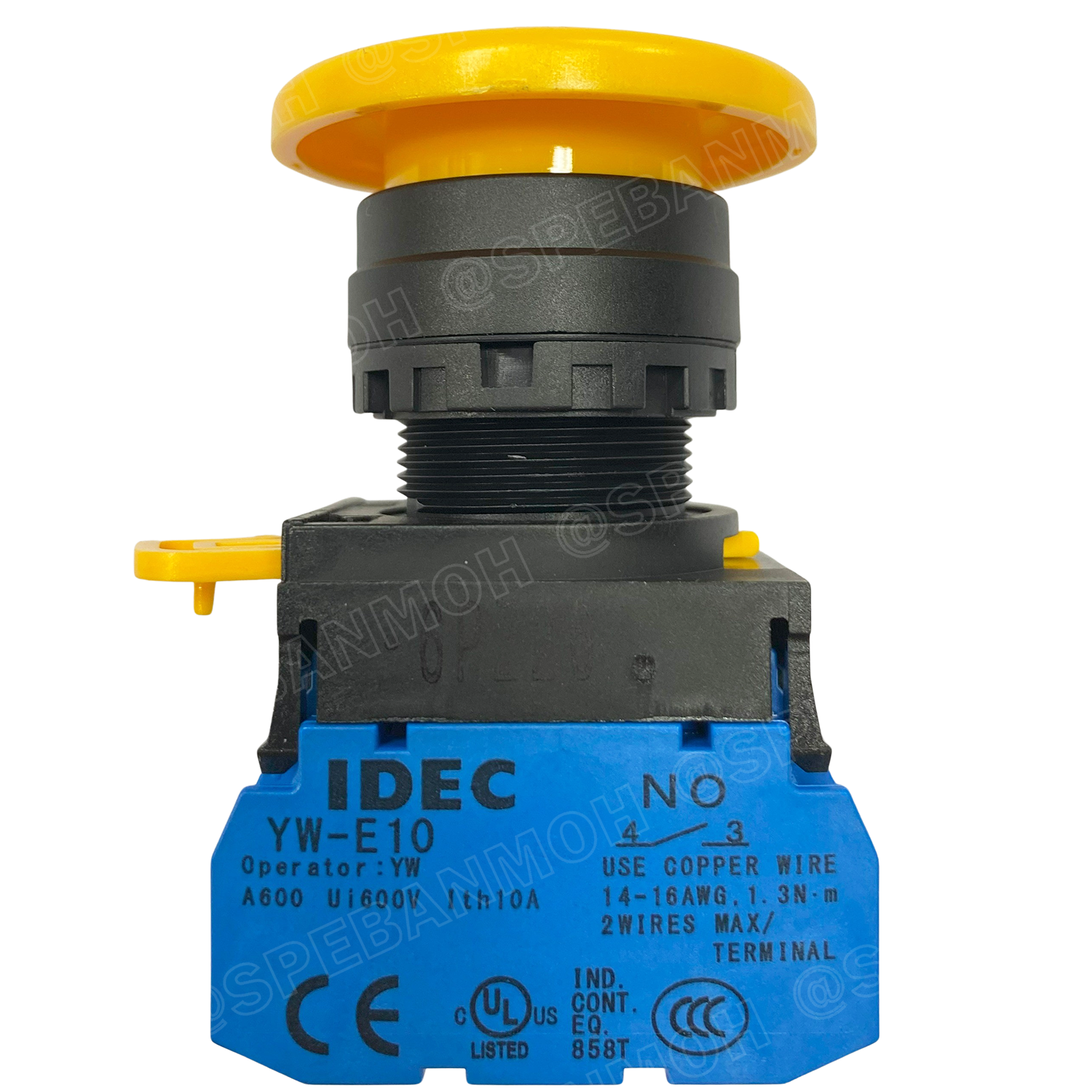 [ 1ชิ้น ] YW1B-A4E10 สวิทช์ กดติดกดดับ สีเหลือง Yellow 1NO IDEC ไอเดค สวิทช์คอนโทรล 22mm Push Button Switch สวิทช์ไฟ กดค้าง Maintained สวิทช์กด คอนแท็คเสริม NO สวิทช์ไฟฟ้า 22 มิล Control Switches สวิทช์หน้าตู้ 22มิล