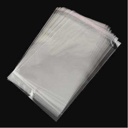 ถุงพลาสติกใส OPP(ถุงแก้ว) ฝากาว+หัวรูแขวน ขนาด 14x21.5 ซม. (ส่วนใช้งาน 14x16.5 ซม.) หนา 0.035 มม.