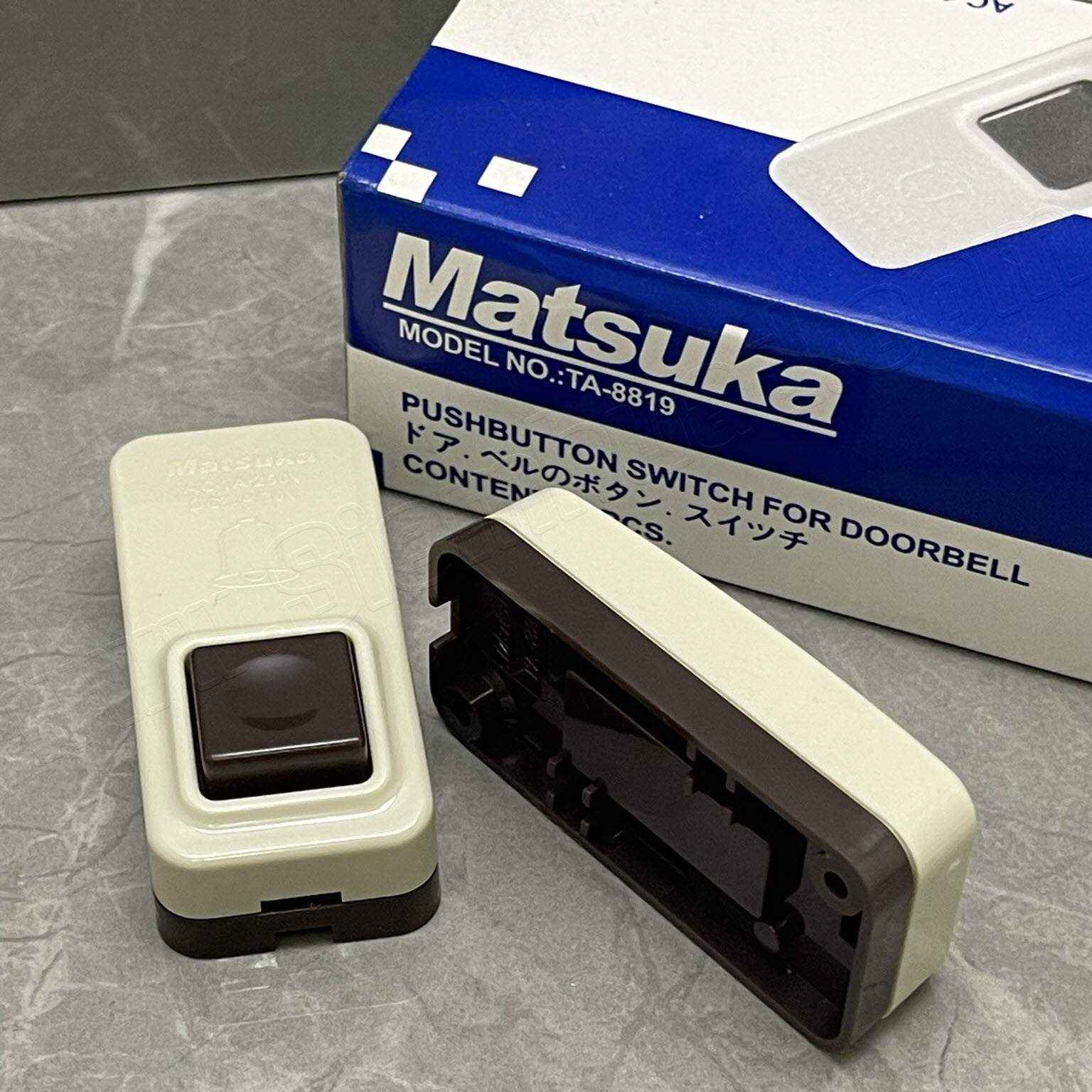 สวิทช์กดกระดิ่ง Push Button Switch For Door Bell (MATSUKA) TA-8819 (AC 1A/250V, DC 3A/30V)