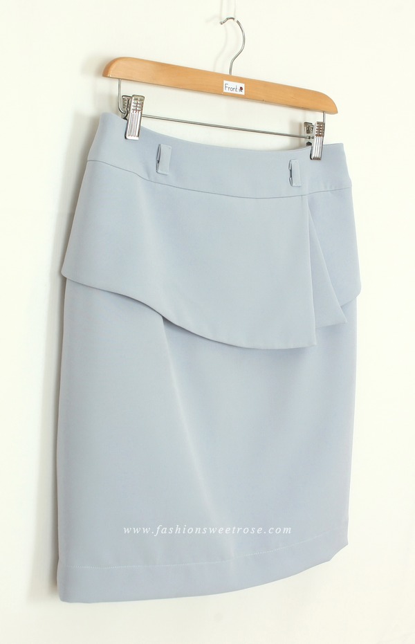 SK-453 กระโปรงแฟชั่น&ทำงาน ทรงสอบ ผ้า Double Twist สีฟ้า