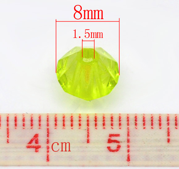ลูกปัดอะครีลิคไบคอนเหลี่ยมเจีย ขนาด 8x8mm แพ็ค 100 เม็ด