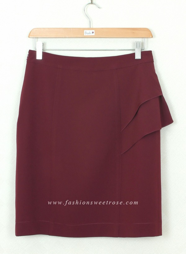 SK-296 กระโปรงแฟชั่น&ทำงาน ทรงสอบ ผ้าไหมอิตาลีสีม่วงเปลือกมังคุด