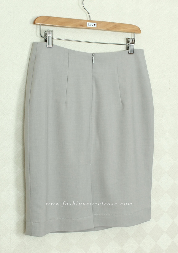 SK-392 กระโปรงแฟชั่น&ทำงาน ทรงดินสอ ผ้า Rose Skinny สีเทา สไตน์เรียบหรู
