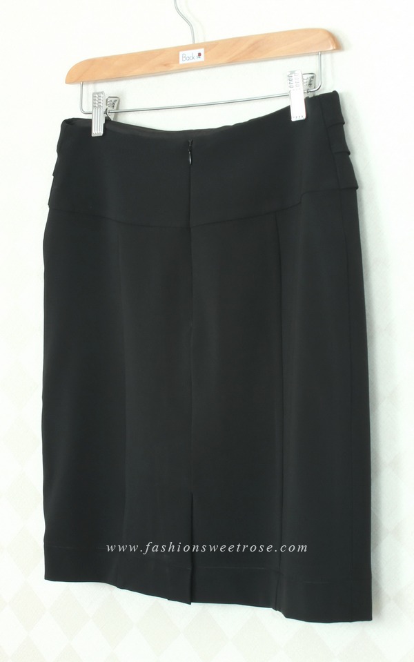 SK-308 กระโปรงแฟชั่น&ทำงาน ทรงสอบ ผ้าไหมอิตาลีสีดำ