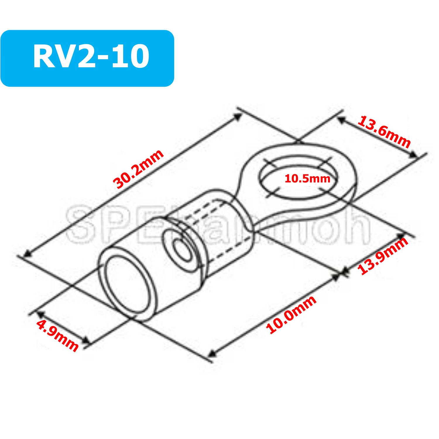 [ 100 ตัว/ถุง ] RV2-10 สำหรับสาย 1.5-2.5 sq.mm 16-14AWG หางปลากลม หางปลาหุ้มฉนวน เทอร์มินอล หางปลาย้ำสายไฟ หางปลา หางปลากลมหุ้ม หางปลาแฉก Terminal Crimping หางปลา กลมหุ้ม หางปลาต่อสาย ขั้วต่อสายไฟ หางปลาวง หางปลา RV Spade Terminal หางปลากลมหุ้มฉนวน