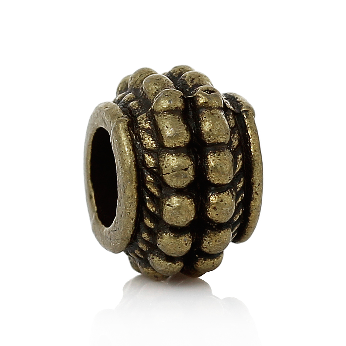 ตัวคั่นลูกปัดทองแดงทรงกลอง ขนาด 9x7มม. รูประมาณ 4.2มม. แพ็ค 10 เม็ด