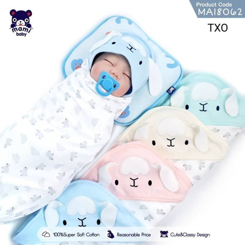 ผ้าห่อตัวสำเร็จเนื้อคอตตอน100% 30*30นิ้ว ลายแกะน้อย สำเนา