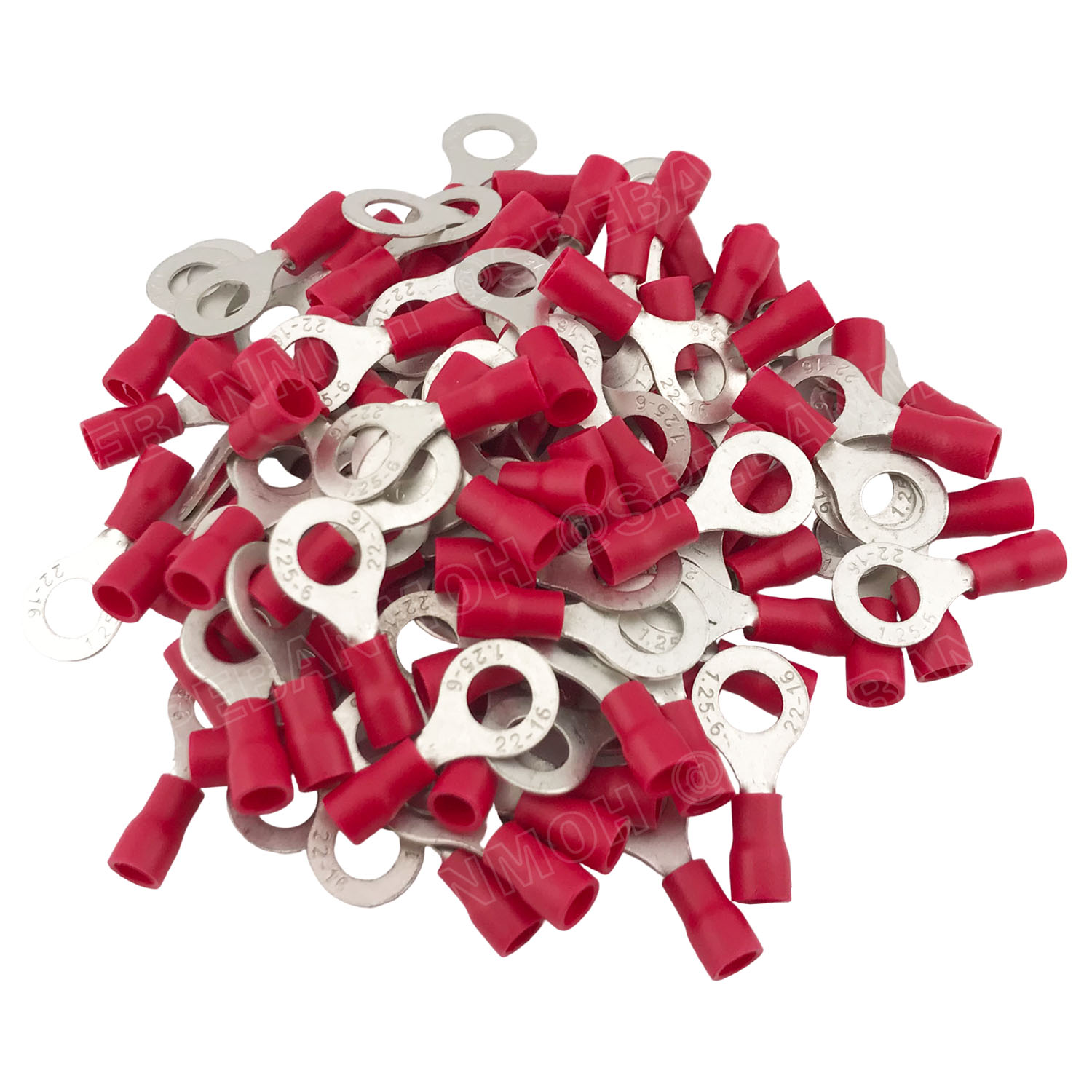 [ 100 ตัว/ถุง ] RV1.25-6 สำหรับสาย 0.5-1.5 sq.mm 22-16AWG หางปลากลม หางปลาหุ้มฉนวน เทอร์มินอล หางปลาย้ำสายไฟ หางปลา หางปลากลมหุ้ม หางปลาแฉก Terminal Crimping หางปลา กลมหุ้ม หางปลาต่อสาย ขั้วต่อสายไฟ หางปลาวง หางปลา RV Spade Terminal หางปลากลมหุ้มฉนวน