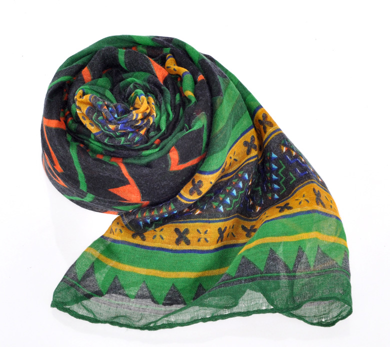 ผ้าพันคอ/คลุมไหล่ Polyester พิมพ์ลาย ขนาด 180cmx110cm(70-7/8"x43-1/4") 1 ชิ้น